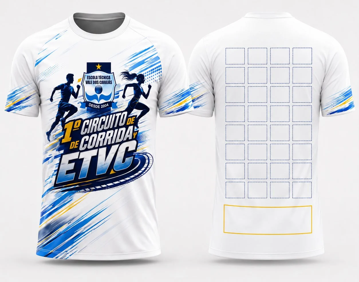 Camiseta oficial do 1º Circuito da ETVC — frente e costas